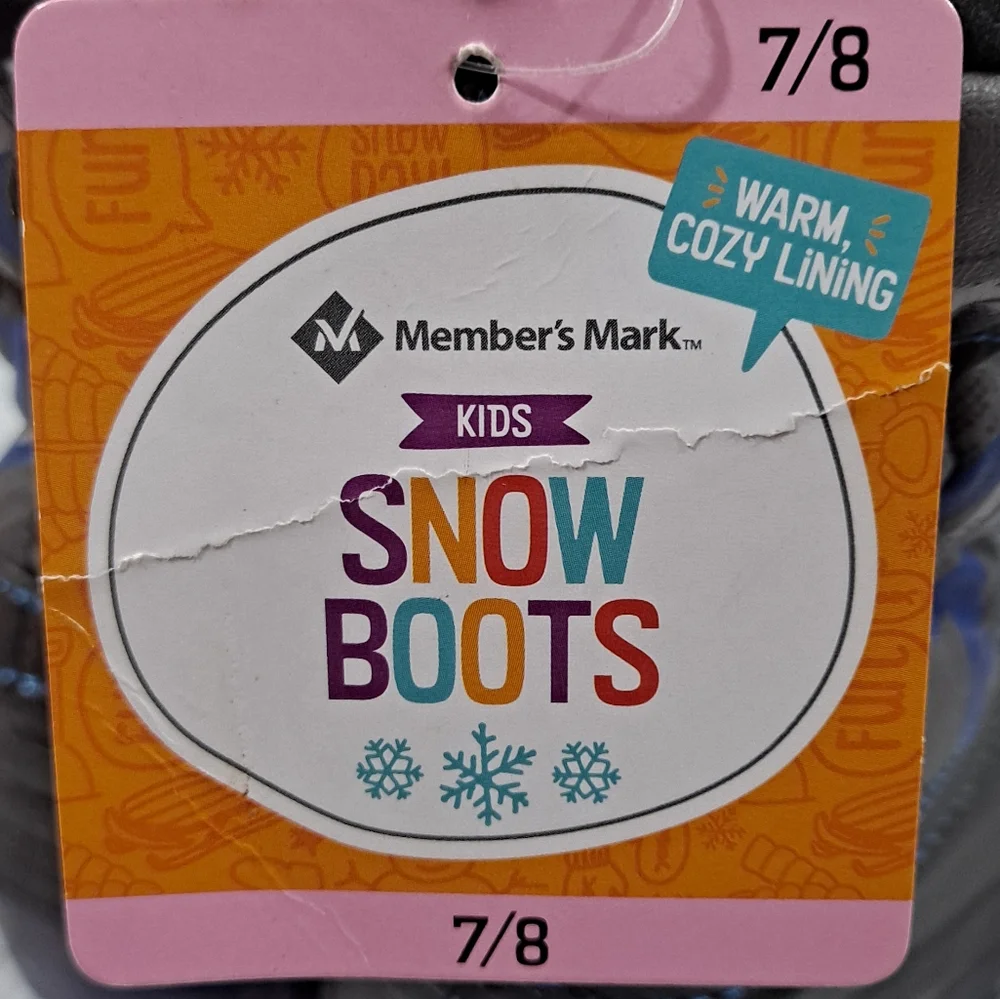 Members Mark Kid's Snow Boots Size 7/8 Blue/Black -10° Rating 